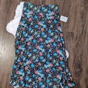 LuLaRoe Maxi Skirt, 2X Navy, Palm